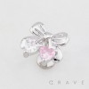 BOW RIBBON DOUBLE HEART THREADLESS (PUSH IN) 316L SURGICAL STEEL LABRET SET
